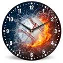 SPUNKER Wall Clocks,Baseball Wall Clocks,USA Sport Fire Water Battery Operated Wall Clock Silent Non-Ticking Decorative for Home Kitchen Bathroom Living Room Bedroom Office 10 Inch