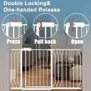 57.5-62" Extra Wide Baby Gate for Doorways,30" Tall Double Lock Mechanism Metal Dog Gate Pressure Mount Automatic Closing Child Safety Gate, White