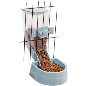 Oncpcare 1L Automatic Rabbit Food Dispenser, Rabbit Food and Water Bowls, Small Pet Feeder with Lid, Great for Rabbits, Ferrets, Cats, Birds (Blue)
