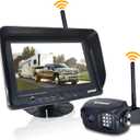 Digital Wireless Backup Camera System Kit, AHD1080P, Wireless Rear View Camera and 7'' LCD Wireless Reversing Monitor for Trailer, RV, Bus, Trucks, Horse-Trailer, School Bus, Farm Machine,etc