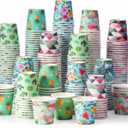 Sawysine 300 Count 3 oz Disposable Small Paper Cups for Bathroom, Mouthwash, Coffee & More Mini Cups for Supermarket, Birthday Party, Travel, Picnic & BBQ(Hawaii Style)