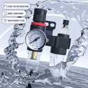 Air Pressure Regulator NPT 1/4 Inline Compressor Water Separator Pneumatic Filter with Gauge Parts Compressed AFC2000+US Brass Kit