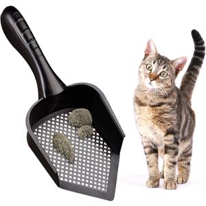SunGrow Reptile Litter Scoop, Pointed Edge for Terrariums, Right-Angled Deep Shovel for Reptiles & Cats, Durable Plastic, Black, 1 Pack