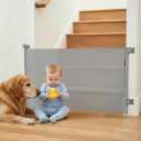 Retractable Baby Gate,Mesh Baby Gate or Mesh Dog Gate,34" Tall,Extends up to 55" Wide,Child Safety Gate for Doorways, Stairs, Hallways, Indoor or Outdoore (Gray, 55''Wide 34''Tall)
