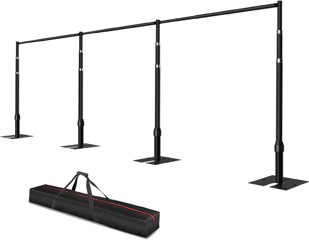 Pipe and Drape Backdrop Stand, 10x30ft Heavy Duty Adjustable Background Frame with Metal Base, Back Drop Holder for Parties Photography Wedding Photoshoot Decoration - Black