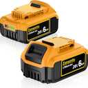 2Pack 20V 6.0Ah Max Battery Compatible with Dewalt DCB200 DCD/DCF/DCG Series Cordless Power Tools and Chargers(Non Original Battery)