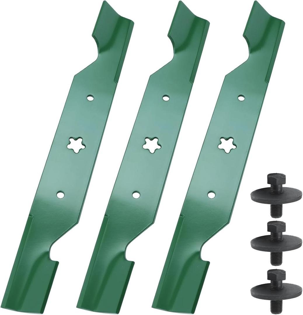 3 Pack 532187256 Lawn Mower Blades with Bolts for Husqvarna Z254F, MZ54S, RZ5424, YTH2454, YTH24V54 Tractors Replace Husqvarna 54 inch Mower Blades 532187254, 582760502, 594892901, High Lift