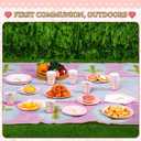 2 x Oudain 2 Pcs Girls First Communion Decorations Tablecloths Pink Baptism Communion Cross Table Covers Newborn Baby Girl Shower Table Cloth for 6 or 8 Foot Bible Party Decor