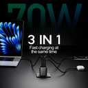 70W USB C Charger Block for MacBook Air MacBook Pro, 3-Port Wall Charger Compact Foldable for iPad Pro Air Mini, iPhone 16 15 14 13 12, 45W PPS Fast Charging for Galaxy S24 S23 S22 S21 Note 20, Pixel