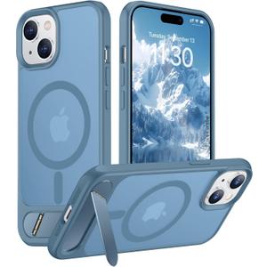 Magnetic Compatible with iPhone 15 Plus Case & iPhone 14 Plus Case, [Built-in Invisible Kickstand][Compatible with MagSafe][Military Grade Shockproof] Slim Translucent Matte Phone Case 6.7"