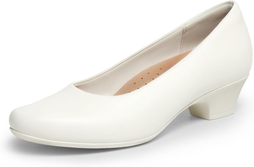 DREAM PAIRS Women's Chunky Closed Toe Dress Low Block Heels Comfortable Slip On Work Pumps Wedding Casual Shoes, Size 7