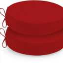 Outdoor Bistro Chair Cushions Set of 2, 3-Layer Waterproof Round Outdoor Seat Cushions with Removable Covers for Patio Furniture, 15" D x 3" H, Red