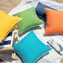 2 x Phantoscope Pack of 2 Outdoor Waterproof Solid Throw Decorative Pillow Cover Decorative Square Outdoor Pillows Cushion Case Patio Pillows for Couch Tent Sunbrella, Teal Blue 12x20 inches 30x50 cm