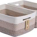 Large Storage Baskets for Shelves, Closet Organizers Bins for Clothes Blanket Towels, Baby Nursery, Toy Baskets Box, Woven Rope Baskets, 17 x 13 x 7.5, 2 Packs Gradient Brown