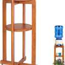 Natural Solid Wood Water Dispenser Floor Stand(32.8" Hight-11.2" Wide) Drink Dispenser Floor Stand with 2 Round Shelfs Included for 1-5 Gallon Water Bottles/Crocks, Water Jug and Plant Stand-Light (Light Brown Color)