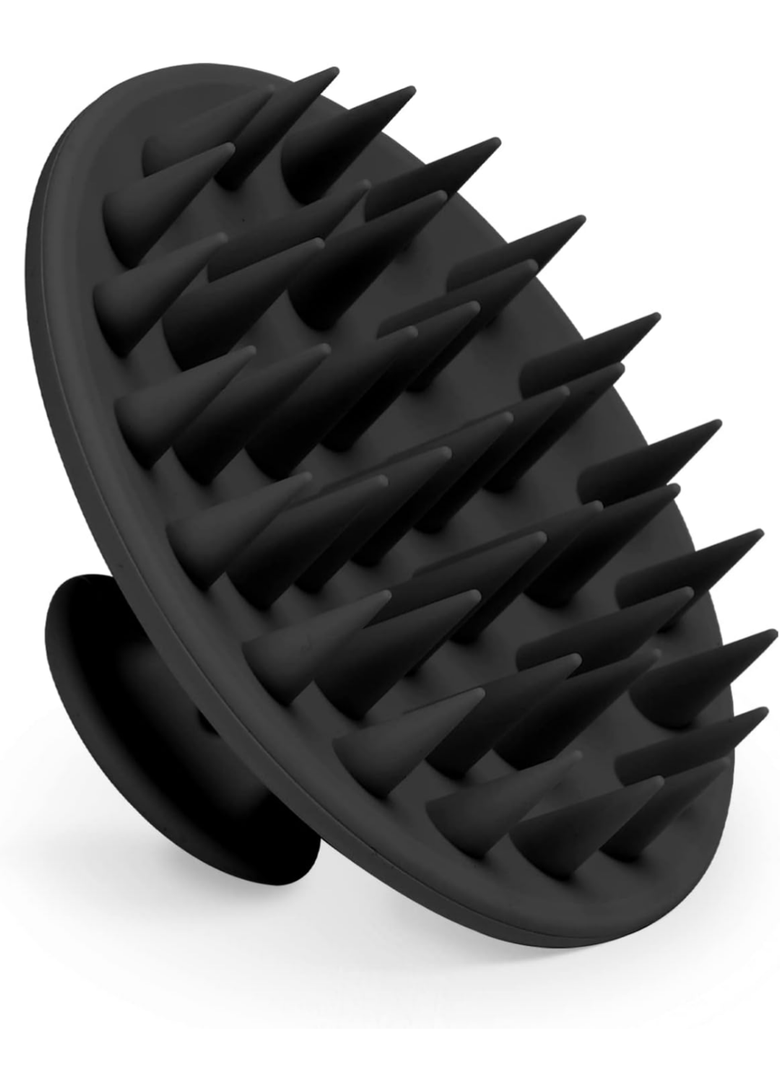 ‎Silicone Scalp Massager Shampoo Brush, Scalp Brush for Hair Growth & Dandruff Removal, Hair Scrubber Scalp Stimulator Exfoliator Brush with Soft Bristles for Wet Dry Scalp Care (Black)