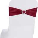 Howhic Pack of 120 Spandex Chair Sashes Bows Stretch Chair Cover Band with Buckle Slider Universal Elastic Chair Ties for Wedding Banquet Party Event Decoration (Burgundy)
