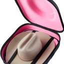 Cowboy Hat Travel Case  Crushproof Carrier for Cowboy, Panama & Tweed Hats with Carrying Handle, Shoulder and Luggage Strap, For Travel and At-Home Storage (Large) (Inner-Pink)