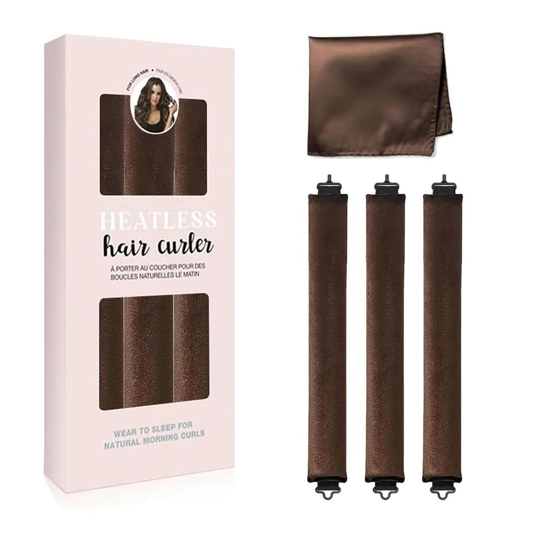 ZKSM Heatless Curls Overnight Hair Curlers to Sleep in,Heatless Hair Curler Velvet, Overnight Blowout Rods Heatless Curls for Short Long Hair All Hair Types Styling Tools Brown3PCS (1 Count (Pack of 3))