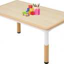FUNLIO 23.6in*47.2in Adjustable Kids Table, 3-Level Height for Ages 3-8, Easy to Wipe Arts & Crafts Toddler Table for Classrooms/Daycares/Homes, CPC & CE Approved - Natural