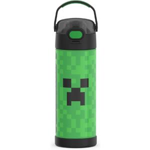 THERMOS FUNTAINER 16 Ounce Stainless Steel Vacuum Insulated Bottle with Wide Spout Lid, MINECRAFT