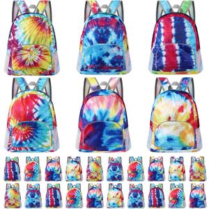 Patelai 96 Pcs Backpacks Bulk Colorful Kids Bookbags,Tie-dye, Approx. 42 X 30 X 12.5 Cm/ 16.8 X 12 X 5 Inches
