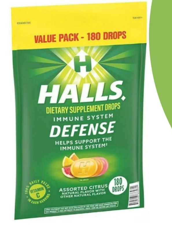 HALLS Defense Assorted Citrus Vitamin C Drops, Value Pack, 180 Drops BBD: 24MAR2026