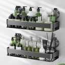 ONXE Shower Caddy Suction Cup,2 Pack Suction Shower Organizer,No Drilling Rustproof Shelves for Bathroom,Kitchen,Home Decor,Heavy Duty Bathroom Organizer with Large Capacity (11.8 inch-No bar)