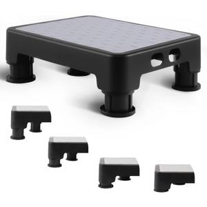 COOLANGLE Adjustable Step Stool for High Beds & SUV  NonSlip Mobility Platform for Seniors, 650lbs Capacity, 3 Heights (3.4"5"), Wide Safety Base for Car & Bath, 16.5"x12.6", Black