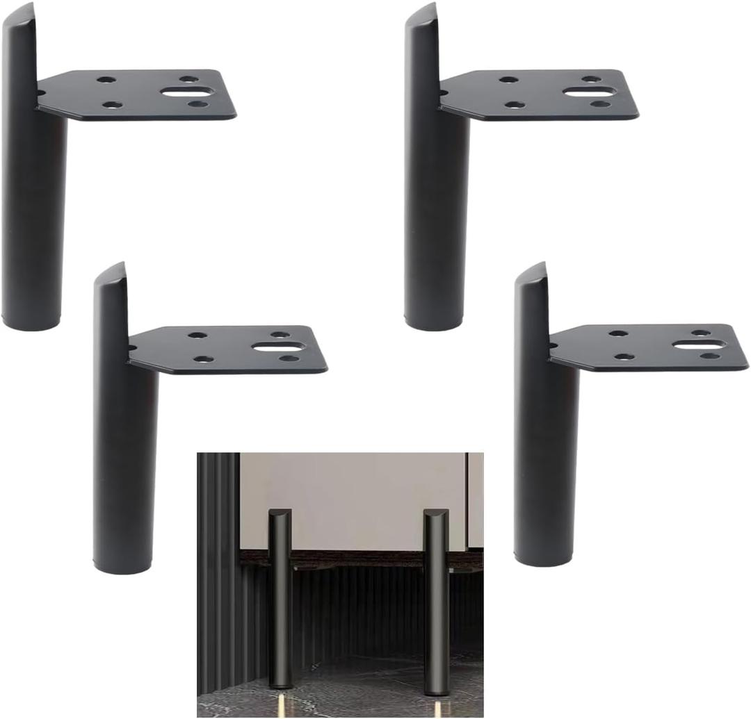 2 Inch Furniture Legs Black Coffee Table Feet, Mid-Century Metal Furniture Leg for Sofa Cabinet Ottoman, Set of 4 Side Mounted Style Home DIY Replacement Feet
