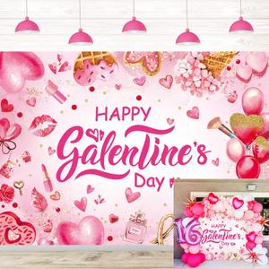 Happy Galentine's Day Backdrop 8x6FT Hot Pink Galentines Day Party Decorations Background Galentine Girls Party Supplies Photo Props