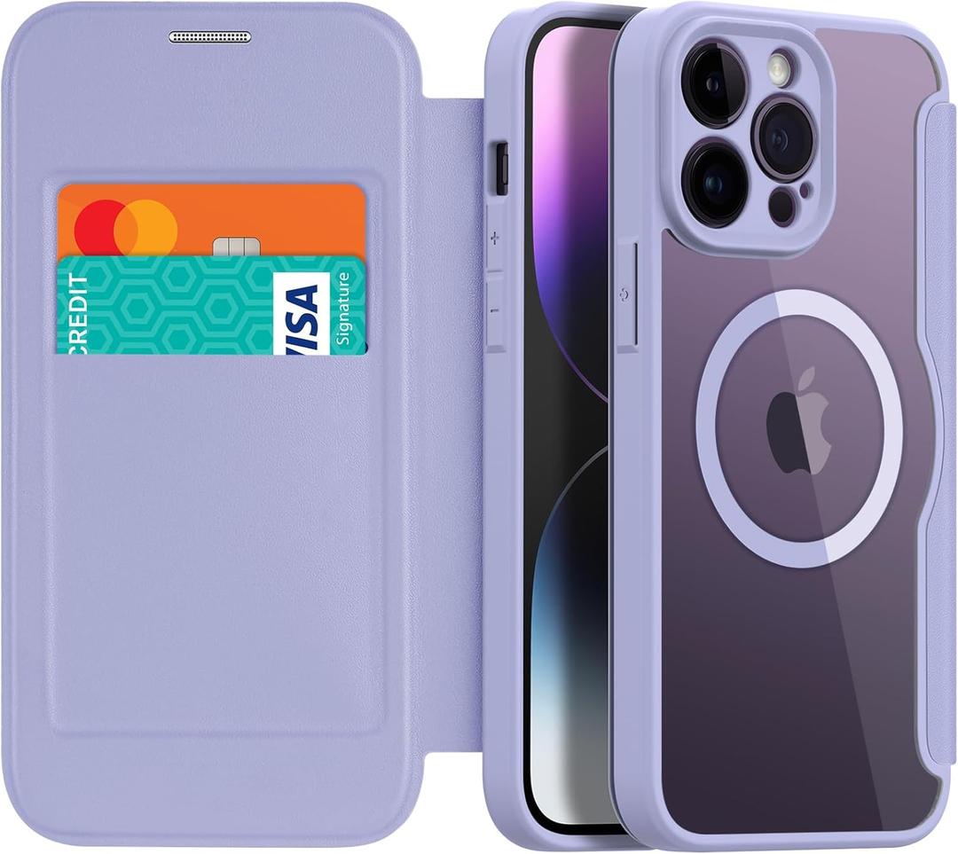 harusaki   iPhone 14 Pro Max Phone Case Wallet with MagSafe - Slim Reliable PU Leather iPhone 14 Pro Max Case with Card Holder, Flip Cover for Women & Men (Purple)