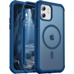 Magnetic for iPhone 12/12 Pro Case, [Compatible with MagSafe][Military Grade Drop Protection][Heavy Duty Protection][Non-Slip][Shockproof] 2-Layer Durable Bumper Phone Case 6.1''-Deep Blue