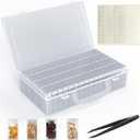 64 Solts Seed Storage Box with 112Pcs Label Sticker and a Tweezers,Diamond Painting Organizer,Portable Bead Storage,Seed Organizer Use for Flower Seeds,Vegetable Seeds.
