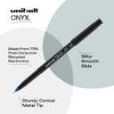 Uni-Ball Onyx Rollerball Pens, Micro Point, 0.5 mm, Black Barrel, Blue Ink, Pack Of 12