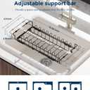 Nacial 2-in-1 Small Dish Drying Rack Fits 14''–21.8'' Sink, Dish Drainers for Kitchen Counter Extend Kitchen Sink Drain Basket with Utensil Holder & Auto-Drain Tray, Stainless Steel Plate Rack, Black