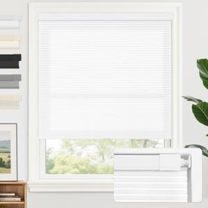 AOSKY No Tools No Drill Cordless Cellular Shades Blinds for Indoor Windows, Light Filtering Thermal Insulated Honeycomb Window Blinds Shades for Living Room Bedroom, 34" W x 64" H, White