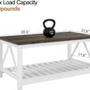 Farmhouse Coffee Table, White OakCoffee Table for Living Room, 2-Tier Rectangular Wooden Centre Cocktail Table with Slats Shelf Storage and V-Shaped Frame Modern Coffee Table Dark Oak, 21.6Dx39.4"Wx17.8"H