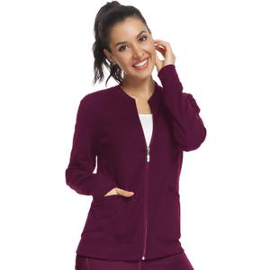 JEYONG Women's Zip Front Warm-Up Jacket (Wine Red)