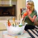 OGGI Acrylic Oval Party Tub - Clear Beverage Cooler w/Handles, Wine Cooler, Beer Chiller, Ideal Party Tubs for Drinks, Use Ice Tub for Indoor or Outdoor Bars, 18.5" x 11"