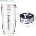 New Blender Cup and Blade Replacement Parts 32oz Cup and Extractor Blade and 2 Rubber Gaskets 4-Piece Compatible with NutriBullet High-Speed Blender/Mixer System 600W/900W Series