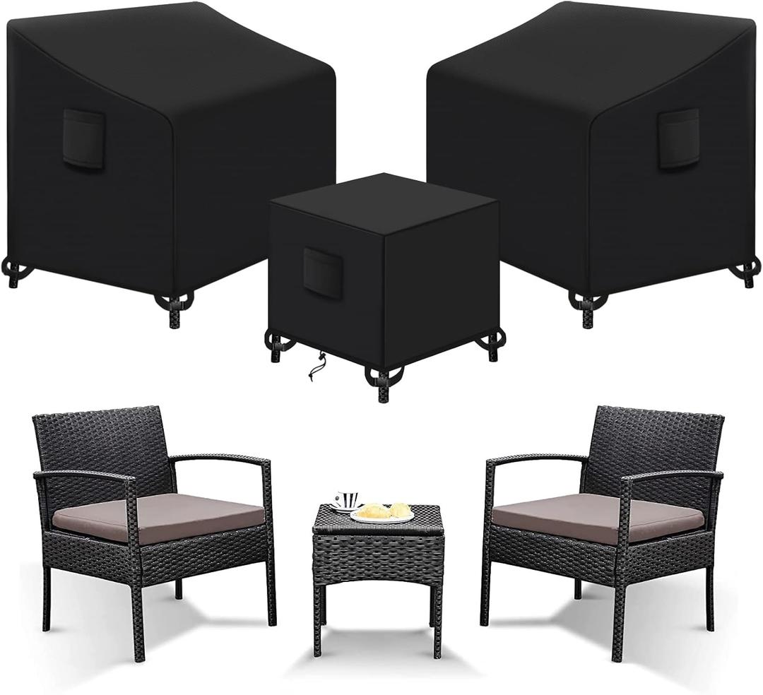 Kovshuiwe 3 Piece Bistro Set Cover - Patio Garden Furniture Cover with 420D Water Resistant Oxford Fabric