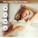 100% Natural Talalay Latex Pillow for Sleeping with Removable Cotton Cover, Premium Soft Bed Pillow Helps Relieve Pain and Pressure, Suitable for Side Back or Stomach Sleepers (Queen (Medium))