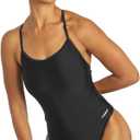 Sporti Tie Back Women's Athletic One Piece Swimsuits - Slimming Bathing Suit for Swimmers - Competitive Swimsuit Women (34, Black)