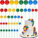 40Pcs Balls Cake Toppers Pearl Foam Ball Cake Picks Mini Balloon Cupcake Toppers Insert Bubble Balls DIY Decoration for Kids Baby Shower Birthday Party Wedding Supplie Anniversary Decorations (Red Blue Yellow Green)