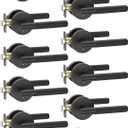 Asidrama 10 Pack Privacy Matte Black Door Handles, Door Lever with Door Knobs Indoor for Bedroom or Bathroom, Heavy Duty Black Door Handles Interior with Locks for Left Right Sided Doors