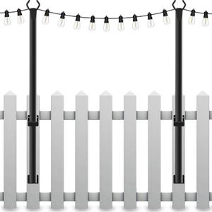 Mutovlin 2 Pack String Light Poles,5 Ft Light Poles for Outside String Lights,Outdoor Lights Pole with Fork,Metal Poles Stand for Patio Deck Backyard