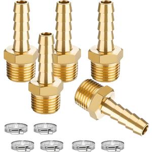 5 Pcs Brass Hose Barb Fittings, 3/4 NPT to 5/8 Barb, Male Thread Hose Barb Adapter Connector 5 Pcs Brass Hose Barb Fittings, 3/4 NPT to 5/8 Barb, Male Thread Hose Barb Adapter Connector