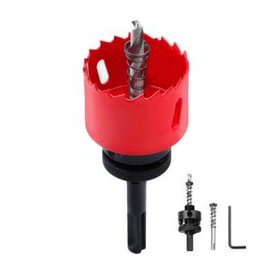 2-1/8 inch / 54mm Hole Saw with 1 pc SDS Plus Arbor and 1 pc Hex Shank Arbor, HSS Bi-Metal Hole Drilling Cutter for Wood Boards Plastic and Thin Metal (2-1/8 inch / 54mm)