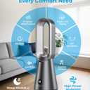 22" Small 32dB Silent Bladeless Tower Fan with Remote, Magnetic Washable Filter, LED Display, 8 Speed Settings, 80 Oscillation, 1-9H Timer, 30W Energy Saving for Indoor Use Bedroom and Office, Large